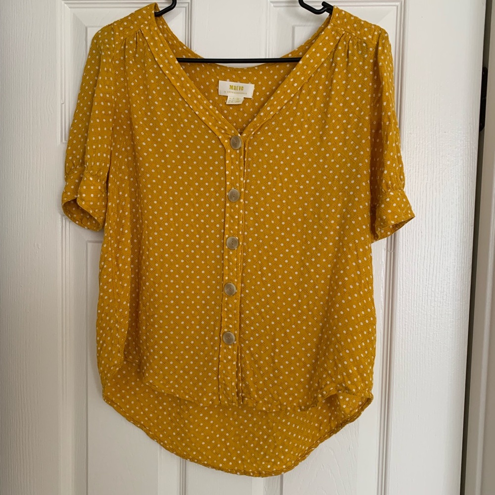 Yellow polka dot shirt with buttons